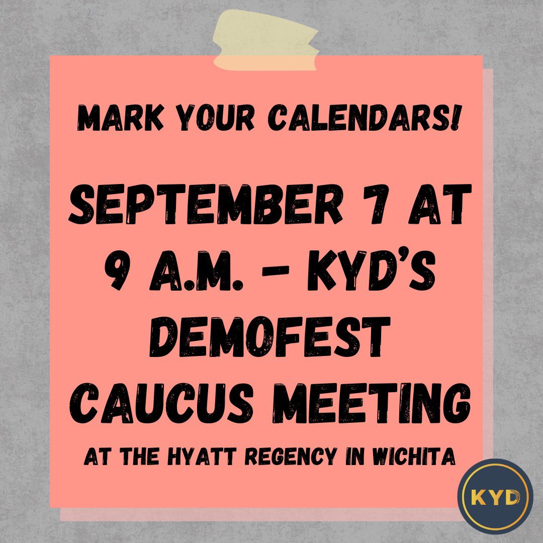 KansasYoungDems's tweet photo. This Saturday!! Demofest snuck up on us fast this year but be sure to join us in Wichita this Saturday at 9am. We know it’s early, but you won’t want to miss it! Hear from our exec board, local chapters, candidates, and more! #kdp #demofest https://t.co/iuV18Mhnus