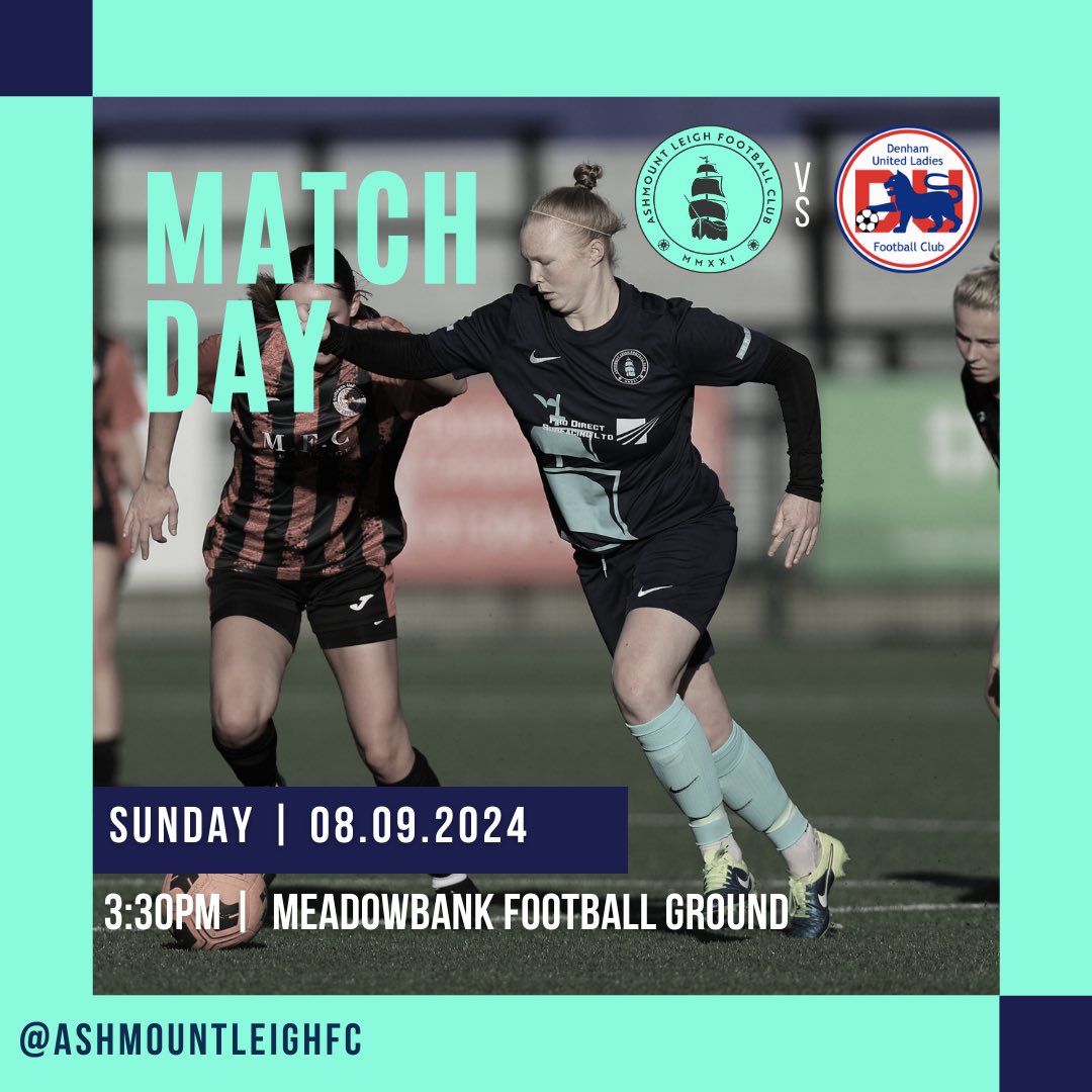 AshmountLeighFC's tweet photo. Back to league action this weekend 🔜 

🆚 @denhamunitedlfc 
📅 Sunday 8th September 
⏰ 3:30pm Kick Off
📍Meadowbank Football Ground, Mill Lane, Dorking 

Come down and support the team in action ⛵️

#ashmountleighfc #AML #upthemount https://t.co/g21YZtN6Yi