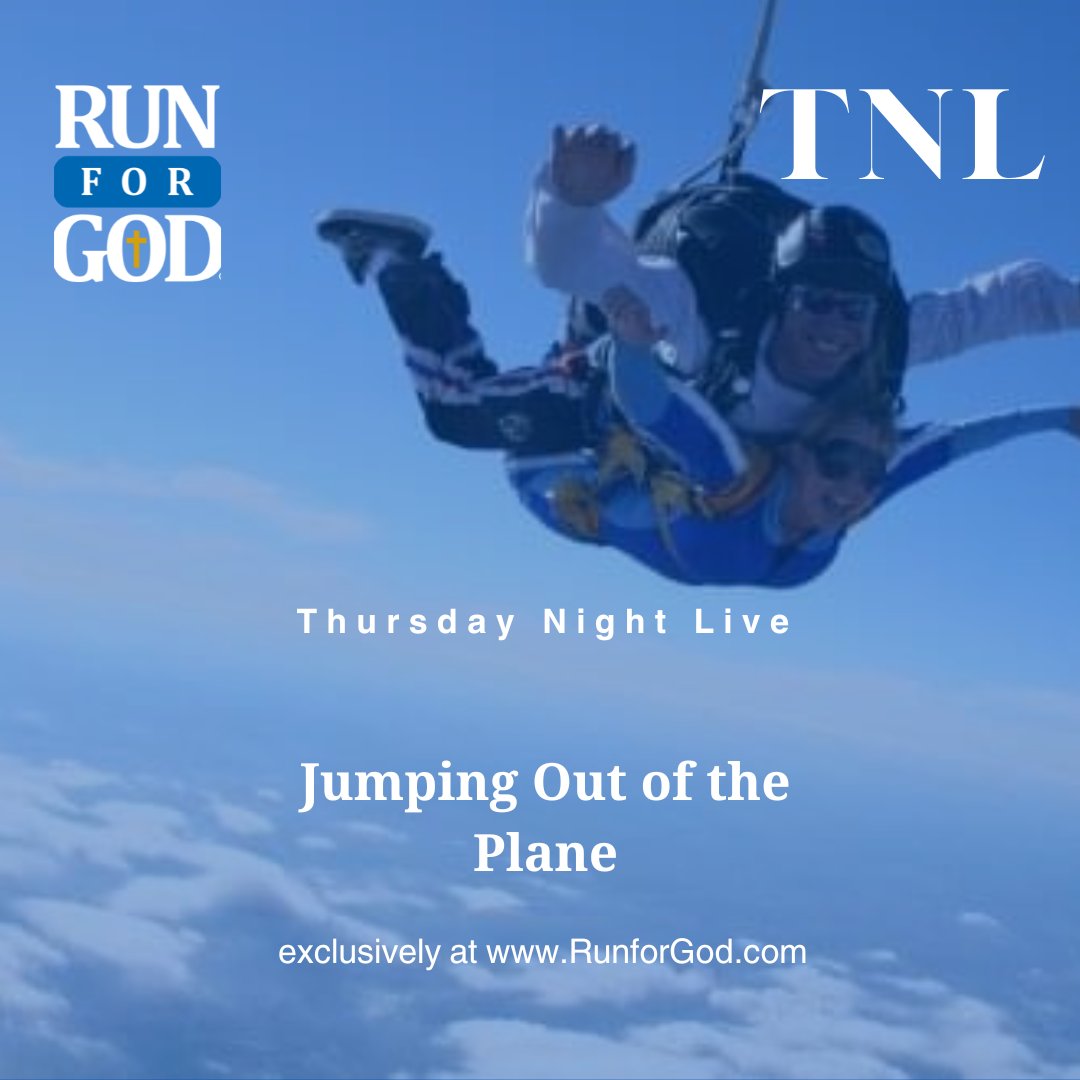 TheRunforGod's tweet image. Jumping Out of the Plane -
Join us this evening at 9:00PM EST as 
Coach Dean takes a deep dive into this 
subject LIVE. He'll also make time to take any questions you have about running, 
walking, or faith.

youtube.com/live/xmMqAO_H4…

#RunForGod #RunClub #GodLovesYou #TNLive