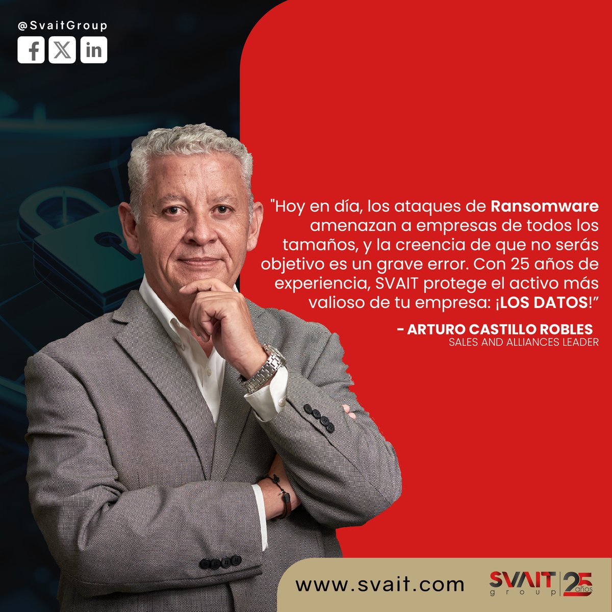 svaitgroup's tweet photo. Los ataques de ransomware no discriminan: ¡todas las empresas son objetivo! En Svait Group protegemos el activo más valioso de tu empresa: ¡tus datos!

Nos vemos en el DRJ en Bogotá del 9 al 11 de octubre.

#Ciberseguridad #ProtecciónDeDatos #Ransomware  #DRJE2024 https://t.co/81kVbwkONI