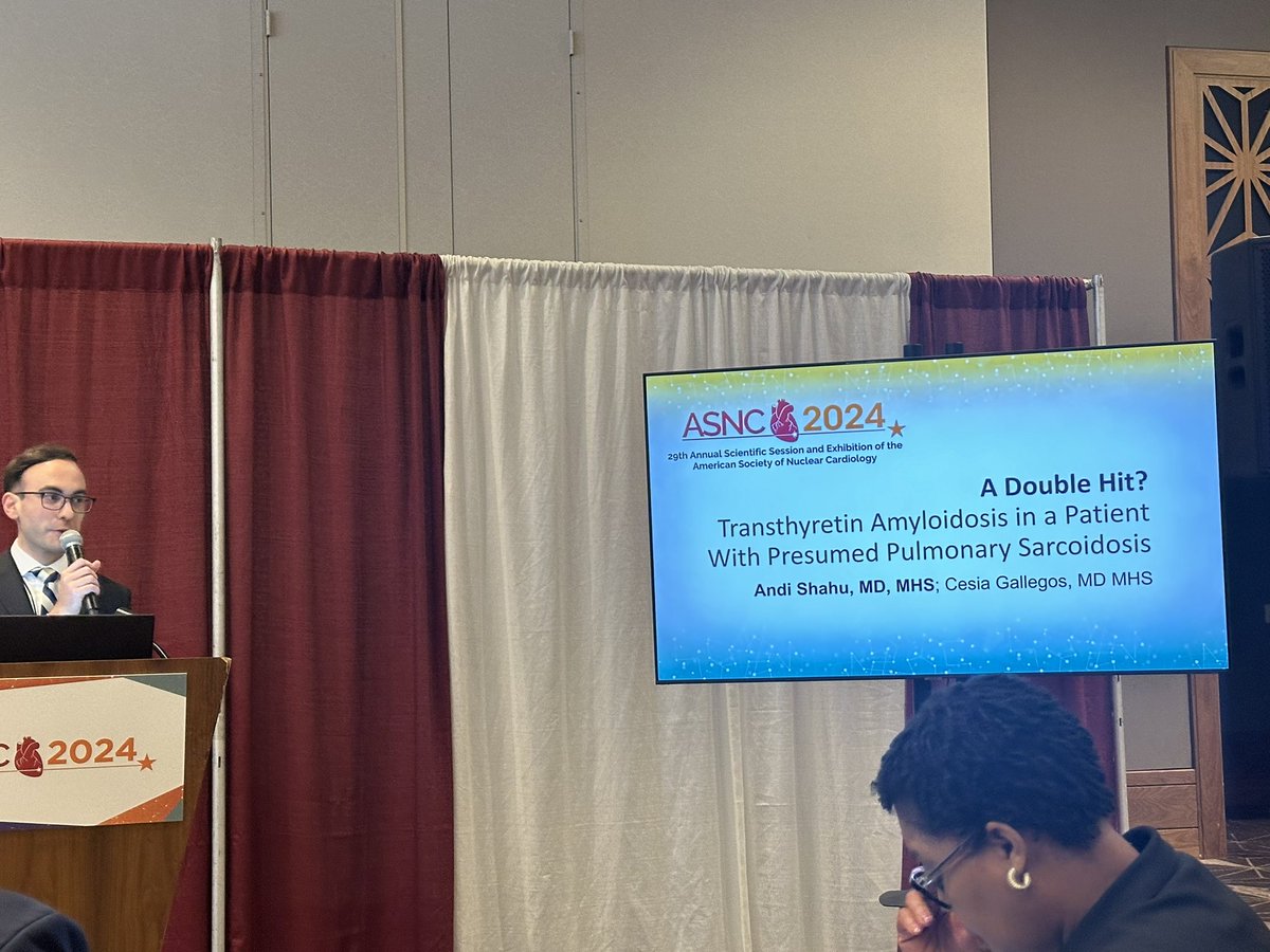 Cesia Gallegos, MD MHS FASNC (@cesiagallegos) on Twitter photo Most exciting part of <a href="/MyASNC/">ASNC Society</a> #ASNC2024 (for me) is to share my passion for the diagnosis management of amyloidosis with our fellows. Here <a href="/YaleCardiology/">Yale Cardiology</a> Dr <a href="/andishahu/">Andi Shahu, MD MHS (👉Bluesky)</a> (who will be a critical care cardiologist), presented a very complex pt with #ATTR Also, trying to make Most exciting part of <a href="/MyASNC/">ASNC Society</a> #ASNC2024 (for me) is to share my passion for the diagnosis management of amyloidosis with our fellows. Here <a href="/YaleCardiology/">Yale Cardiology</a> Dr <a href="/andishahu/">Andi Shahu, MD MHS (👉Bluesky)</a> (who will be a critical care cardiologist), presented a very complex pt with #ATTR Also, trying to make