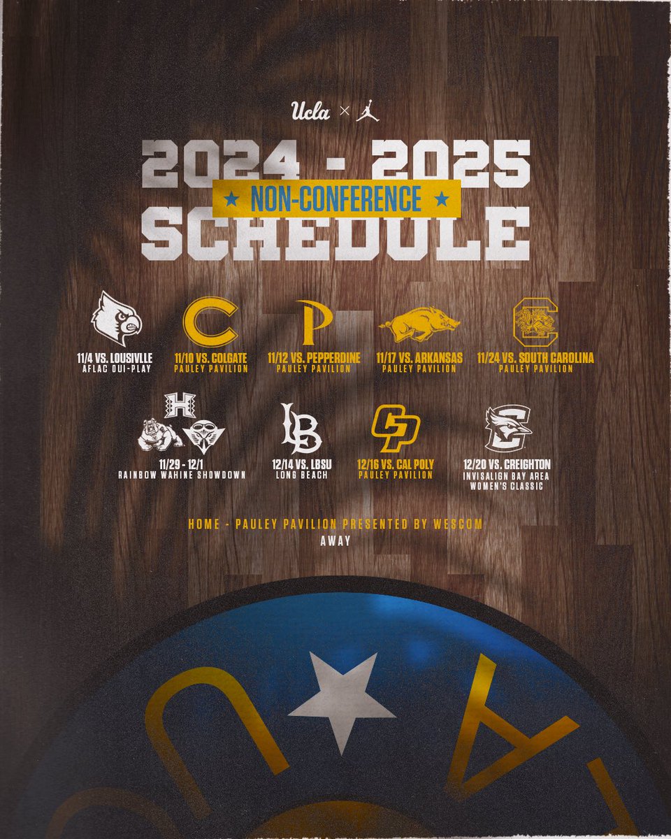 UCLA Women's Basketball (@uclawbb) on Twitter photo Mark your calendars! 📆 
Bruin basketball is right around the corner, here’s our non-conference slate! 
🎟️: ucla.in/4bEpmMb 
#GoBruins Mark your calendars! 📆 
Bruin basketball is right around the corner, here’s our non-conference slate! 
🎟️: ucla.in/4bEpmMb 
#GoBruins