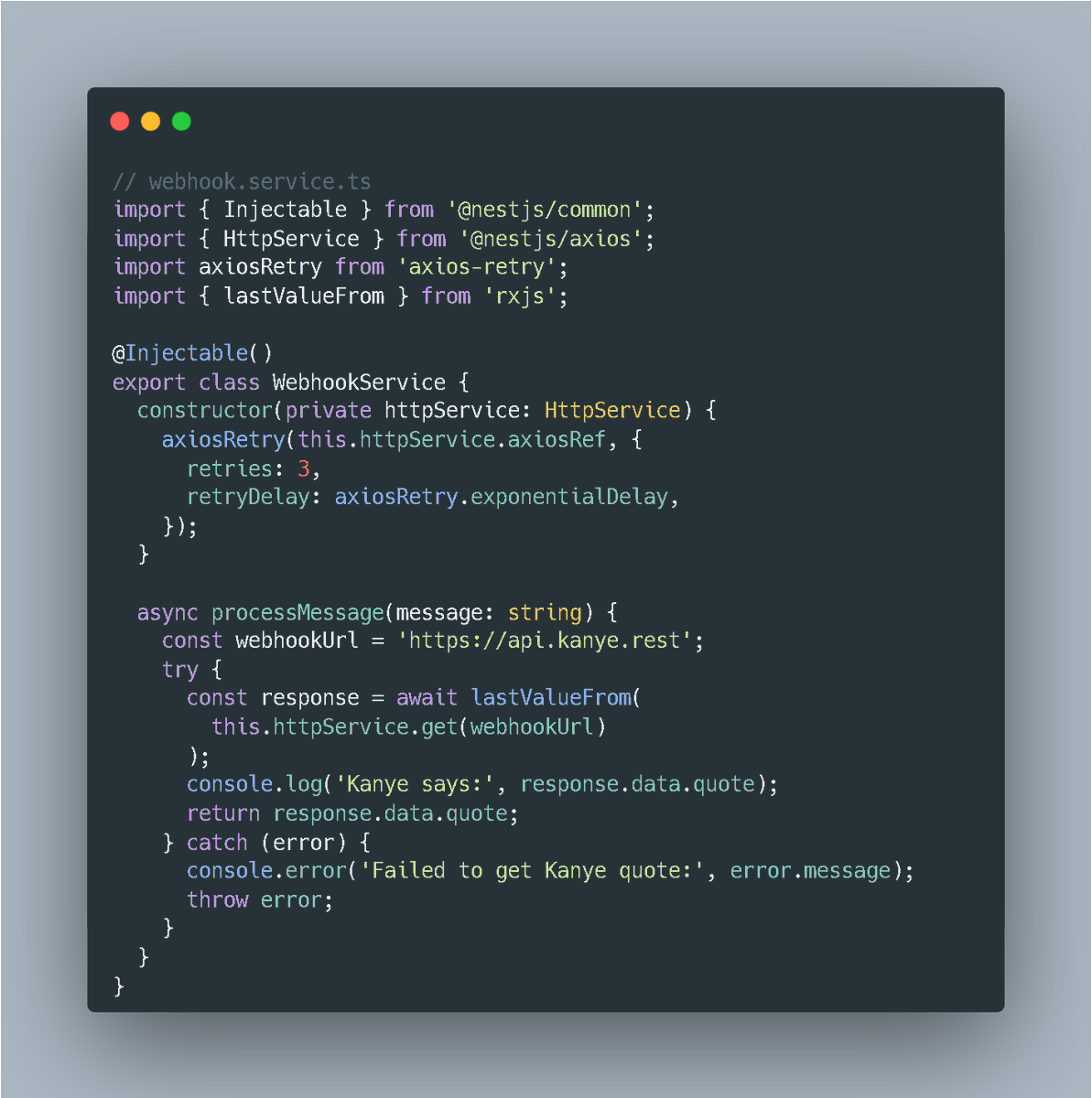 nestjshero's tweet photo. Sending webhooks can sometimes be tricky when the external APIs fail.

Introducing "axios-retry": your ultimate lifesaver!

NestJS and Axios Retry keep your webhooks resilient against failed requests. https://t.co/qFIjivF9ck