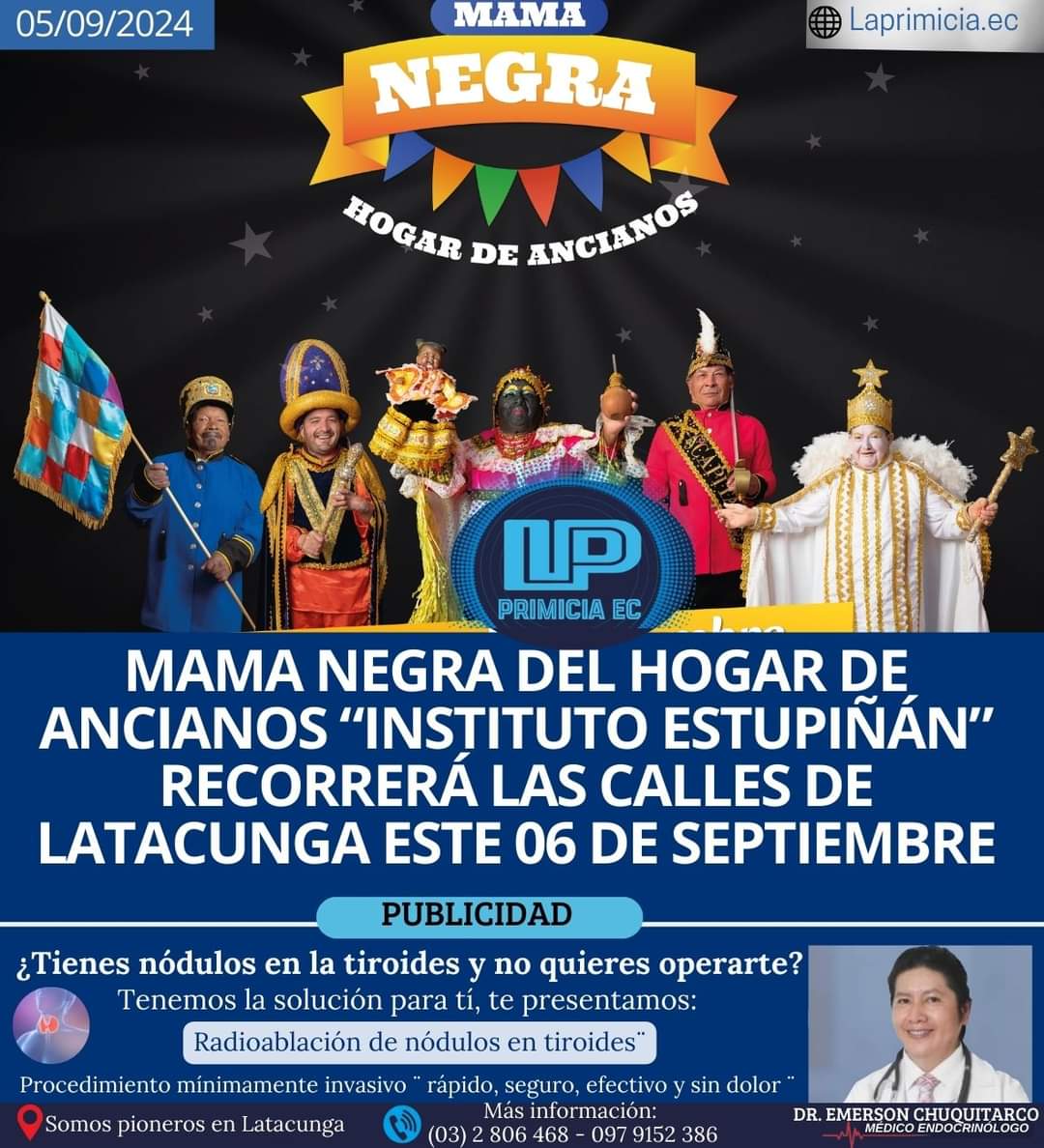 🔴Mama Negra del Hogar de Ancianos “Instituto Estupiñán” recorrerá las calles de #Latacunga #Cotopaxi este 06 de septiembre
Lea la nota completa en el link👇👇👇
laprimicia.ec/2024/09/05/mam…