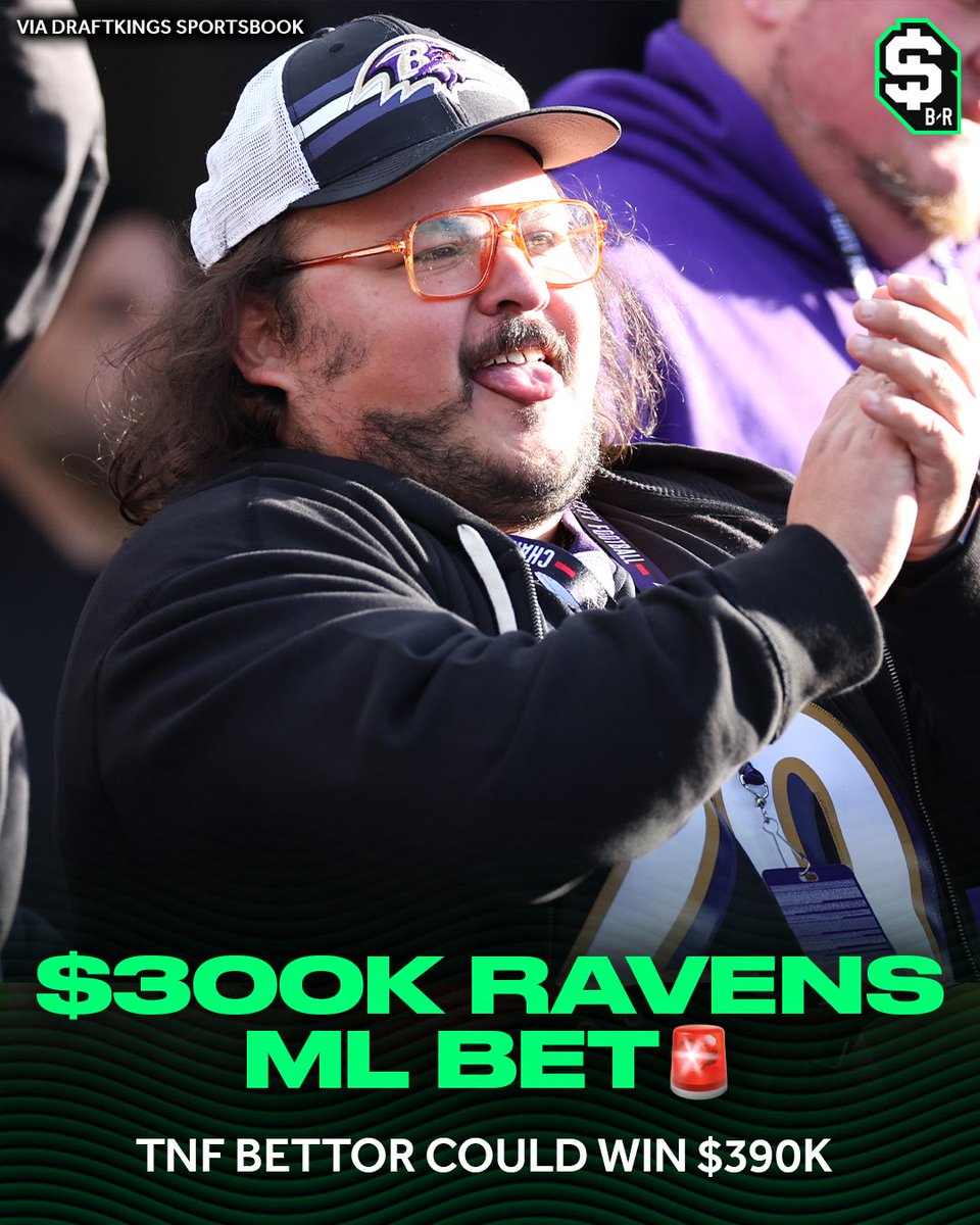 br_betting's tweet photo. THE BIGGEST REPORTED BET ON THE NFL OPENER IS HERE 🚨

This Ravens ML bettor taking home $300K? 💬

(@DKSportsbook) https://t.co/2xm8CnAlOb