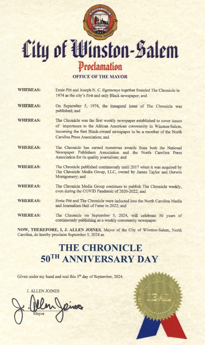🎊🎊🎊🎉The city proclaims CHRONICLE DAY in recognition of our 50 years in business!🎊🎉🎉