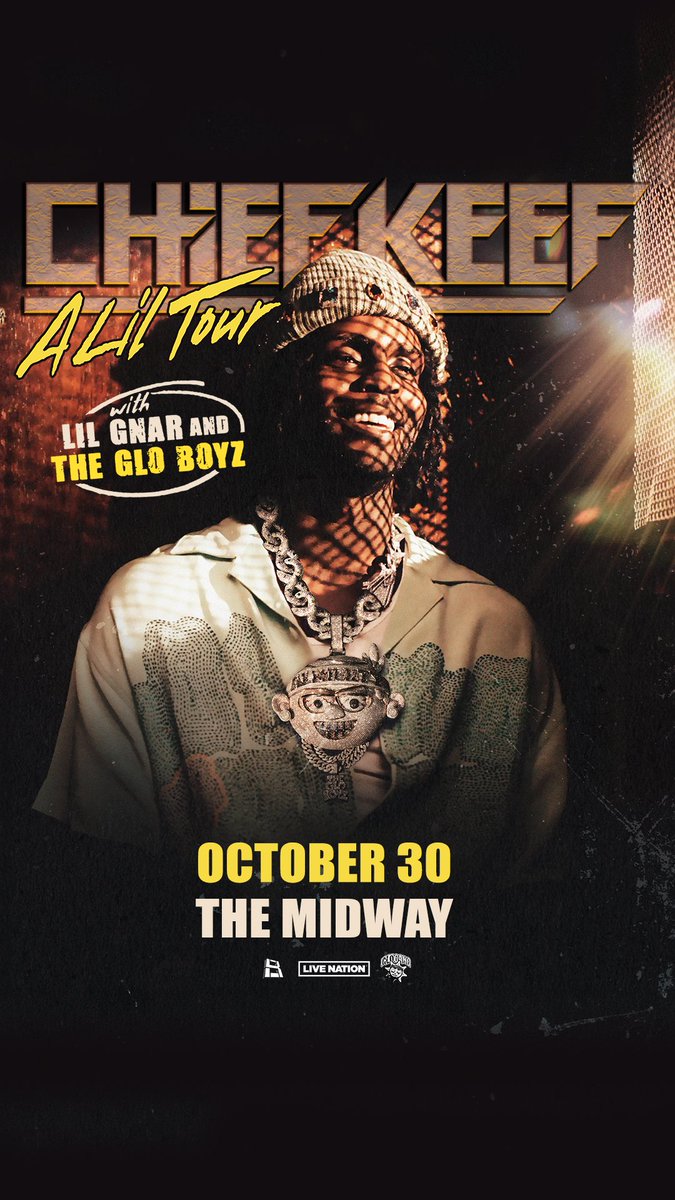 The <a href="/ChiefKeef/">Glory Boy</a> rescheduled date is finally announced! Pull up October 30th along with <a href="/lilgnar/">gnarski</a> &amp; THE GLO BOYZ

#Themidwaysf #livenation