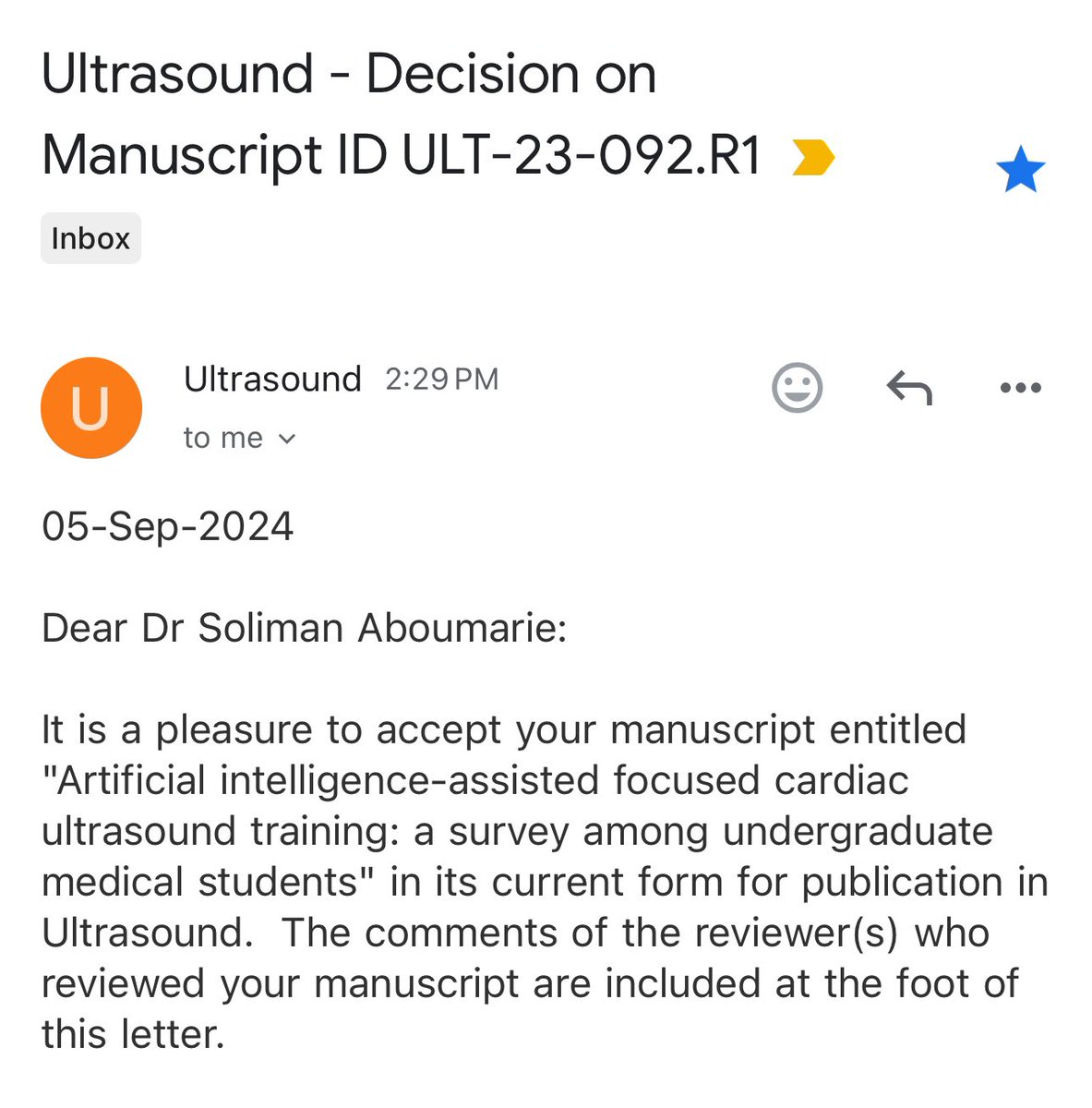 In this work, we used artificial intelligence platform to assist in teaching cardiac anatomy via basic echocardiographic windows to undergraduate medical students and the results were impressive! 

A glimpse into the future of ultrasound education! 

Very happy that this work is