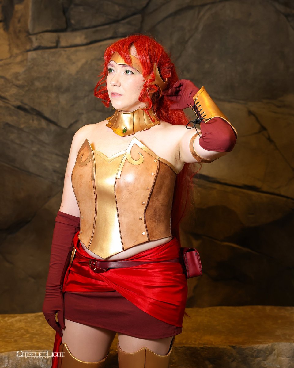 I suppose it's Throwback Thursday-- here is a photo of Pyrrha from 2022 😃

Photo by <a href="/chiseledlight/">ChiseledLight</a> 
Armor&amp;props by <a href="/Titan_Props/">TitanProps</a> 

#cosplay #rwby