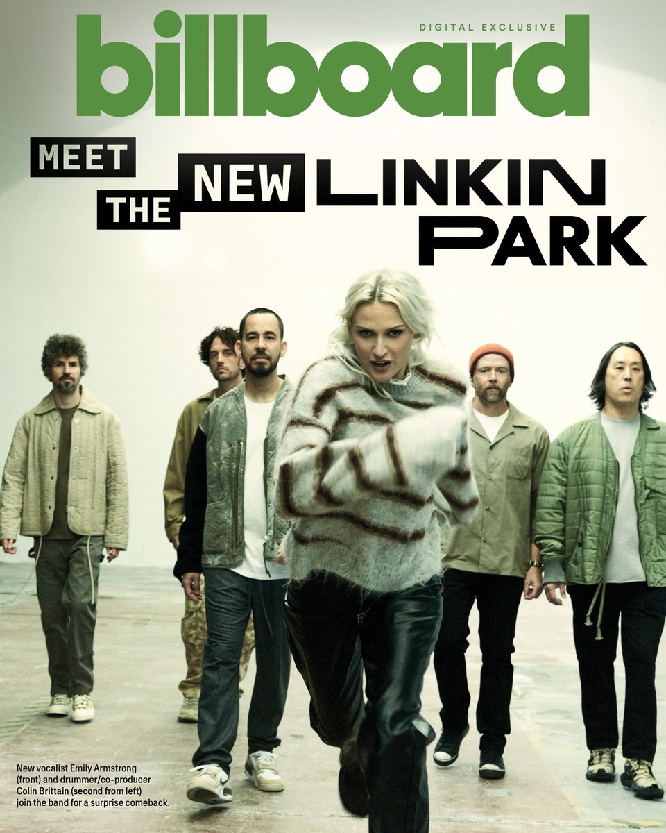 billboard's tweet image. With a new lineup, tour, album and collective outlook, @linkinpark is BACK — prepping its first album in eight years &apos;From Zero&apos; with newcomers Emily Armstrong &amp;amp; Colin Brittain.

Go inside their secret comeback in Billboard&apos;s exclusive digital cover story: blbrd.cm/BBjRm10
