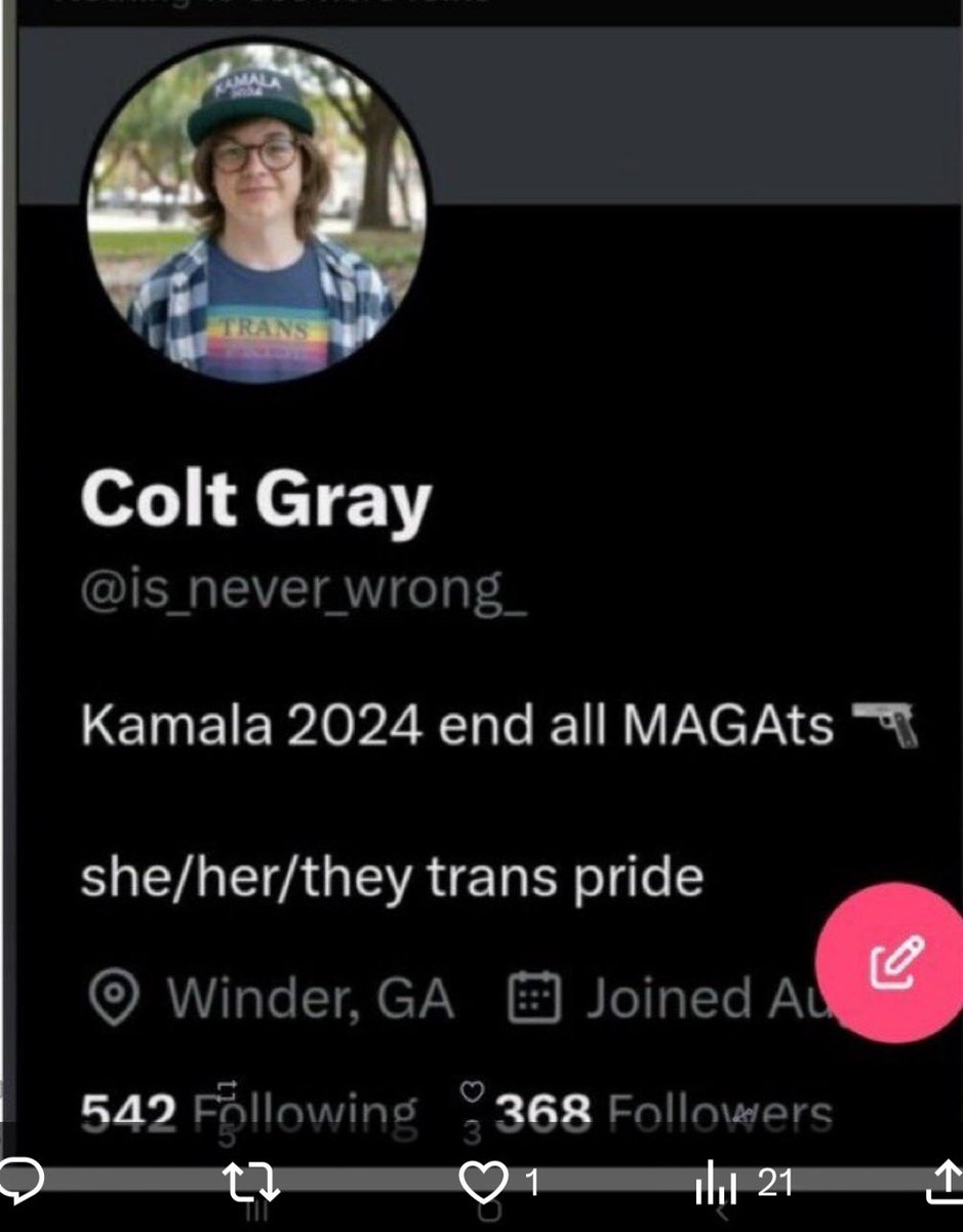 ManningDrakeOG's tweet image. So the Apalachee High School shooter is a A14 Year old Transvestite. That loves Kamal Harris and has threatened to “end” MAGA supporters. Democrats “Joy” is killing our children and rotting their brains and souls.