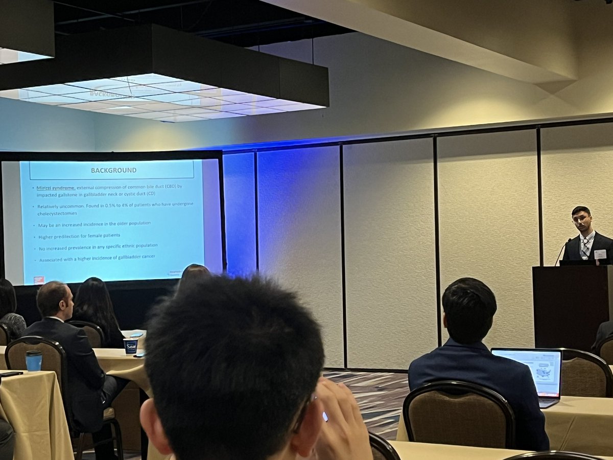 NYPQ surgery resident Muizz Zaman presents on a case of robotic subtotal cholecystectomy for a patient with type 2 Mirizzi syndrome at #SAAS2024