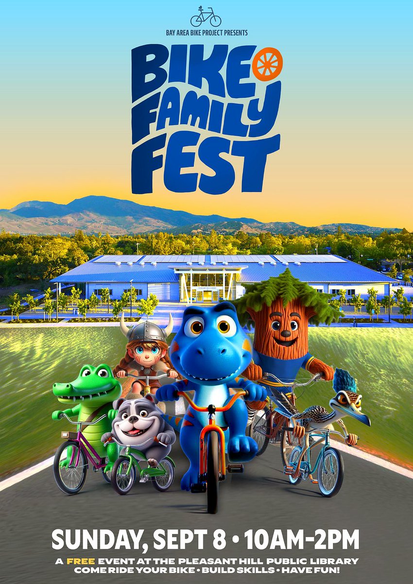 PLEASANT HILL BIKE FAMILY FEST - SUNDAY (9/8) at the PH Library! Free activities for kids 2-11, including a bike obstacle course, learn-to-ride clinic, helmet fit check station from @stsmartsdiablo &amp; more. Even e-cargo bike demos for parents. Details: 511cc.org/bff2024