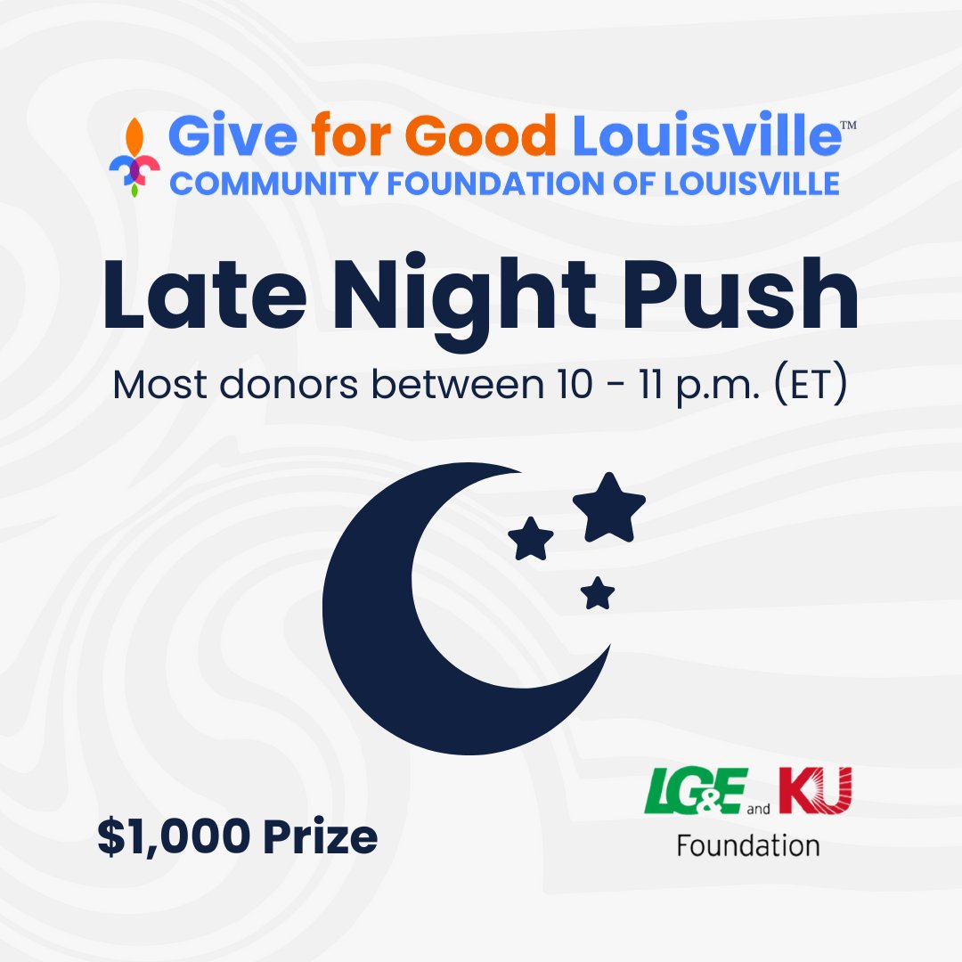 As we wrap up #GiveForGoodLou, we have one last chance to win $1,000 between 10-11 PM for the most donations! 🎉

Every donation counts—give now: bit.ly/NHSLCGiveForGo… 🙌💙