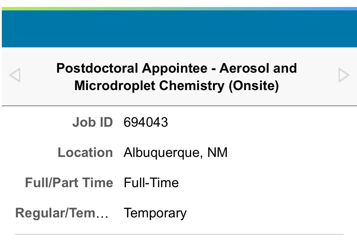 Postdoc position available at Sandia National Labs (to work with me!) in microdroplet chemistry and bioaerosol fate

cg.sandia.gov/psc/applicant/…