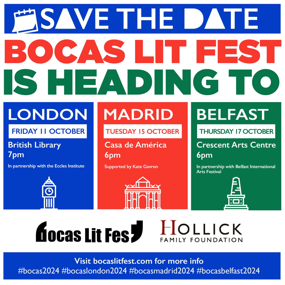 Bocas Lit Fest (@bocaslitfest) on Twitter photo We're celebrating Caribbean stories across Europe! Join us as we bring an exciting lineup of Caribbean authors and poets to London, Madrid, and Belfast. Info and tickets at bocaslitfest.com/tour-2024/ #bocas2024
<a href="/britishlibrary/">British Library</a> <a href="/casamerica/">Casa de América</a> <a href="/BelfastFestival/">Belfast International Arts Festival</a> We're celebrating Caribbean stories across Europe! Join us as we bring an exciting lineup of Caribbean authors and poets to London, Madrid, and Belfast. Info and tickets at bocaslitfest.com/tour-2024/ #bocas2024
<a href="/britishlibrary/">British Library</a> <a href="/casamerica/">Casa de América</a> <a href="/BelfastFestival/">Belfast International Arts Festival</a>