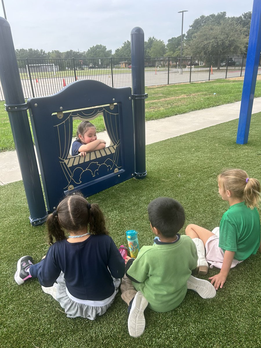 We were actors in social studies and created skits to communicate how to be a helper at school.  The acting continued on the playground ☺️