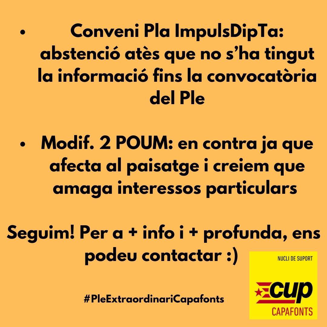 CCapafonts's tweet photo. Divendres passat va tenir lloc un ple extraordinari. Us fem arribar un resum dels punts així com els nostres posicionaments. Per a més informació ens podeu contactar! #plemunicipal #participa #transparència #comunicació https://t.co/vCzgtJZWvm