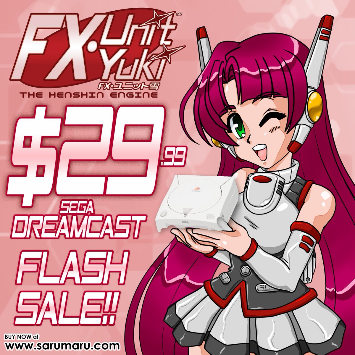 The FX Unit Yuki flash sale for the #Sega #Dreamcast  version at $29.99 is happening now. Head to sarumaru.com to pick up a brand new copy!
#indiegame #FXユニット雪 #indiedev #RETROGAMING #videogames #IndieGameDev