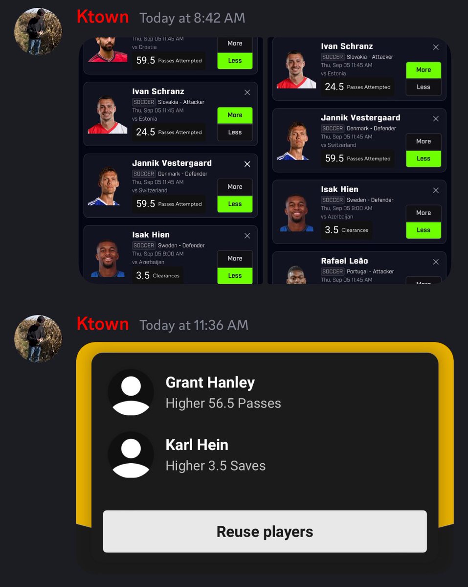 KtownProps's tweet photo. Day 1 of UEFA Nations League sweep 🧹 🇩🇰 🇵🇹 🇸🇪 🏴󠁧󠁢󠁳󠁣󠁴󠁿 🇸🇰 

Members in the free discord cashed today 6/6 in props today

https://t.co/xPYRVNpnkE

Join the free discord. Prizepicks, Underdog, Fliff plays every weekend! 💰 

#PrizePick #soccerprizepicks #soccer #underdog #free #gamble https://t.co/bmWaTMEhRQ