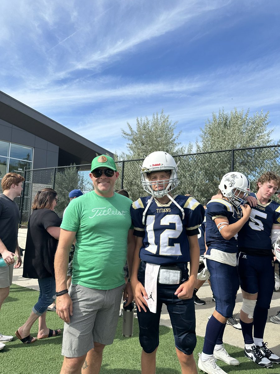 derver306's tweet photo. QB1 as he has affectionately become known around the house takes the field for his first ever start as a HS football quarterback tonight. He’s worked hard to earn the spot as a Grade 10, looking forward to him and the other Titan’s starting the season strong tonight. https://t.co/fwt9tkWRch