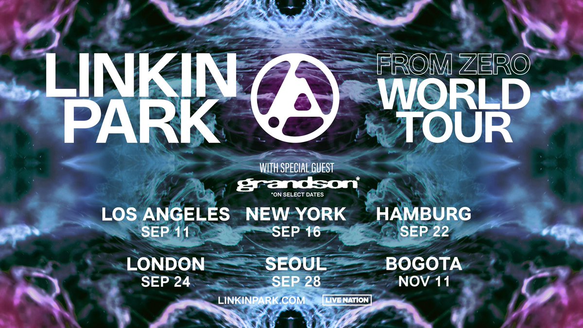 JUST ANNOUNCED: LINKIN PARK live in Los Angeles, New York, Hamburg, London, Seoul and Bogota on the From Zero World Tour. Find ticket info &amp; watch the global livestream now: linkinpark.com