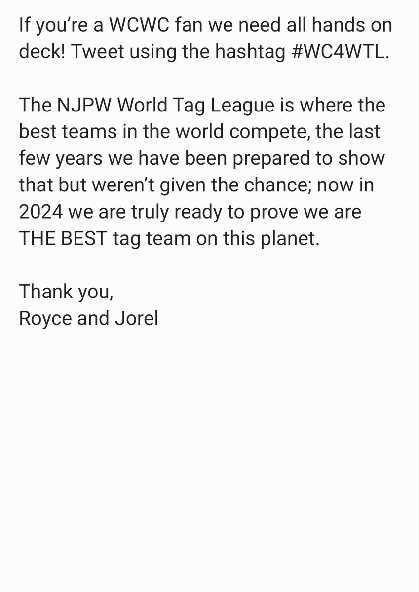 RoyceIsaacs's tweet photo. #WC4WTL https://t.co/pop7Yk5izp