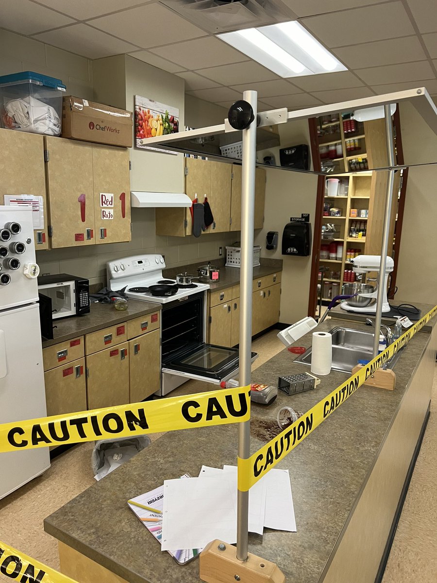 Student completed “Kitchen Crime Scene” assignment by identifying kitchen hazards!