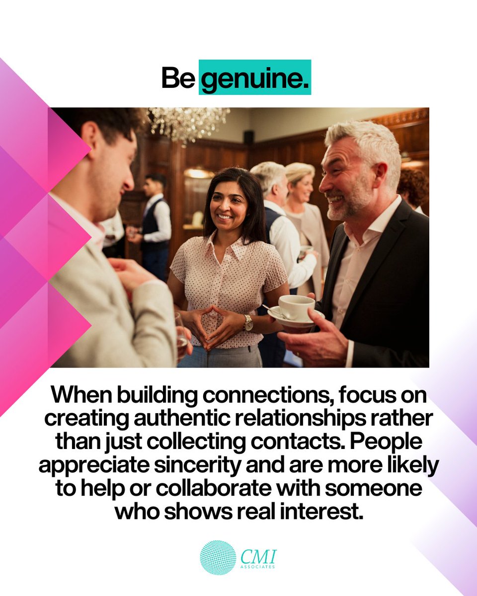 AssociatesofCMI's tweet image. Looking to up your networking game? Check out these key tips on building authentic connections and making the most of your opportunities. Click for insights that can make a big difference! #NetworkingAdvice #LevelUp