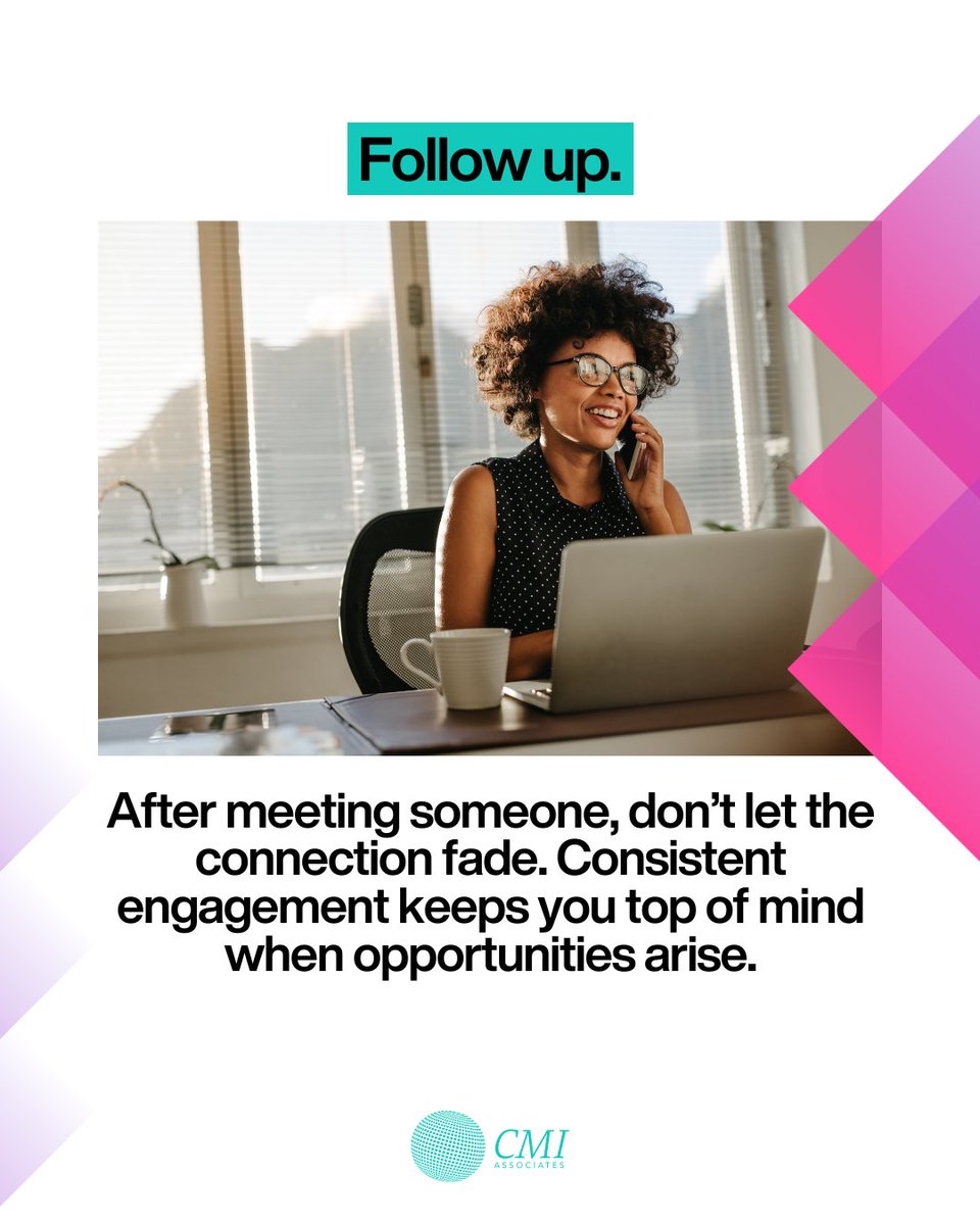 AssociatesofCMI's tweet image. Looking to up your networking game? Check out these key tips on building authentic connections and making the most of your opportunities. Click for insights that can make a big difference! #NetworkingAdvice #LevelUp