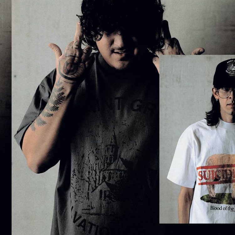 SUICIDEBOYS's tweet photo. the “we’re really sorry you didn’t get a lyric book so we limited the amount of items you can purchase to 3 pieces per style” collection will be available on https://t.co/9zbFhiBv4q this Saturday 9/7 @ 2pm CT, look book & preview will be published tomorrow at 2pm CT.

special thanks to the G59 militia for modeling the new collection