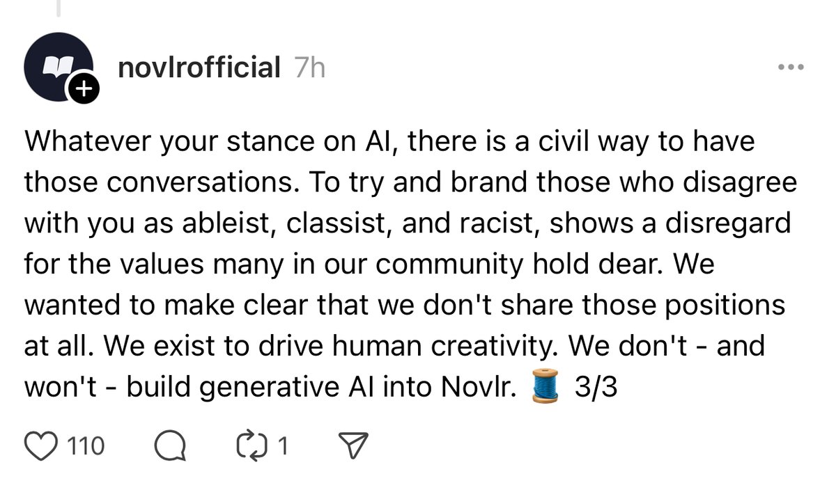 SmaMan's tweet photo. Y'know, the best part of the latest #NaNoWriMo fiasco is we've now got writing apps coming out left and right *against* GenAI!
Don't know what took them so long but this was definitely the right moment to do so. https://t.co/z063uoR3MQ