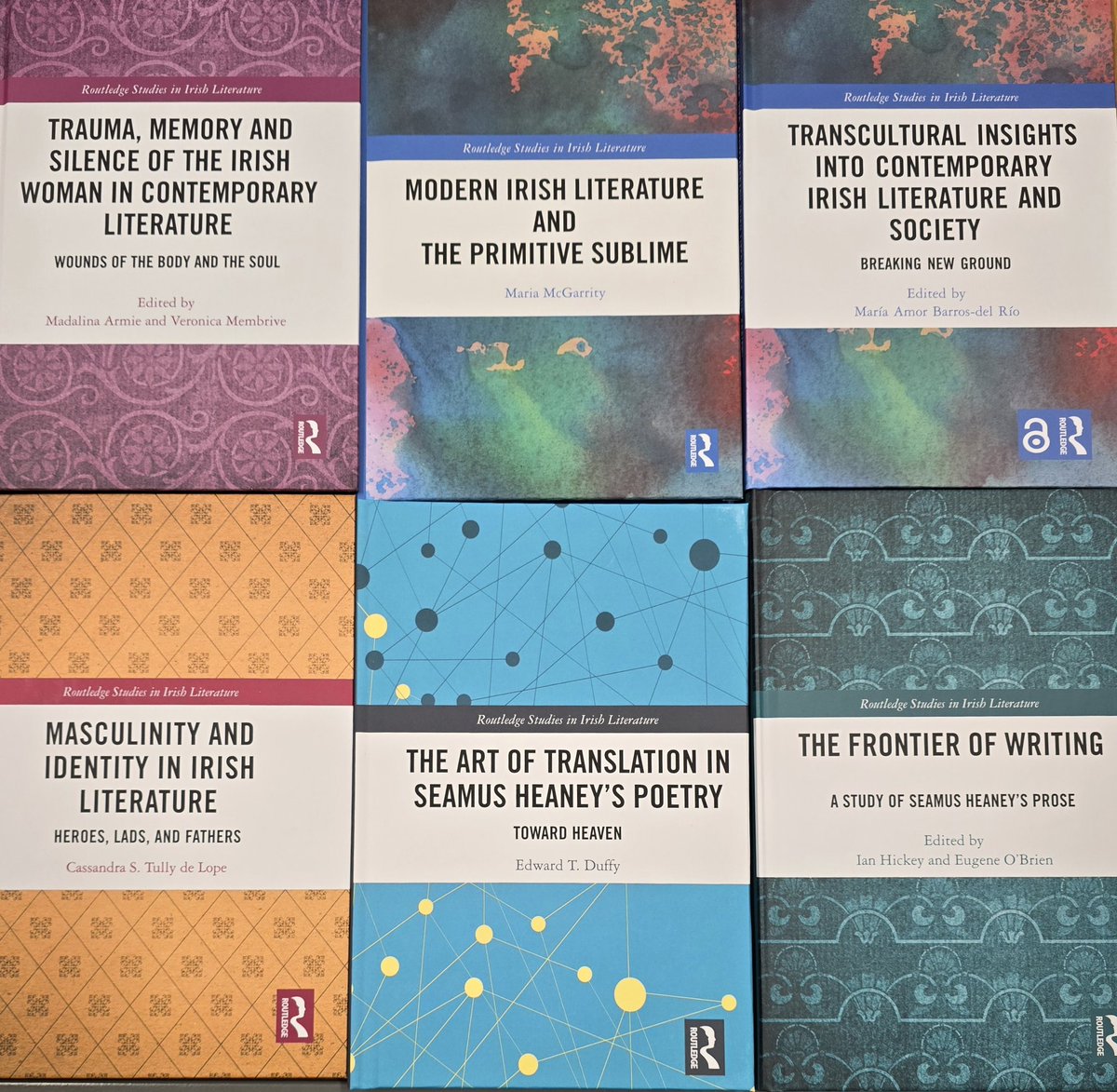 I am delighted to get the latest books in the Routledge Studies in Irish Literature series. We have hit 20 books now, which is great. Some really innovative writing here 😃