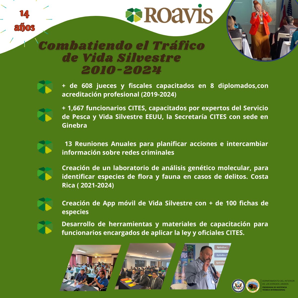 Roavis4's tweet photo. Logros de la Red ROAVIS 2010-2024. Combatiendo el tráfico de vida silvestre https://t.co/RCke1I1u1n