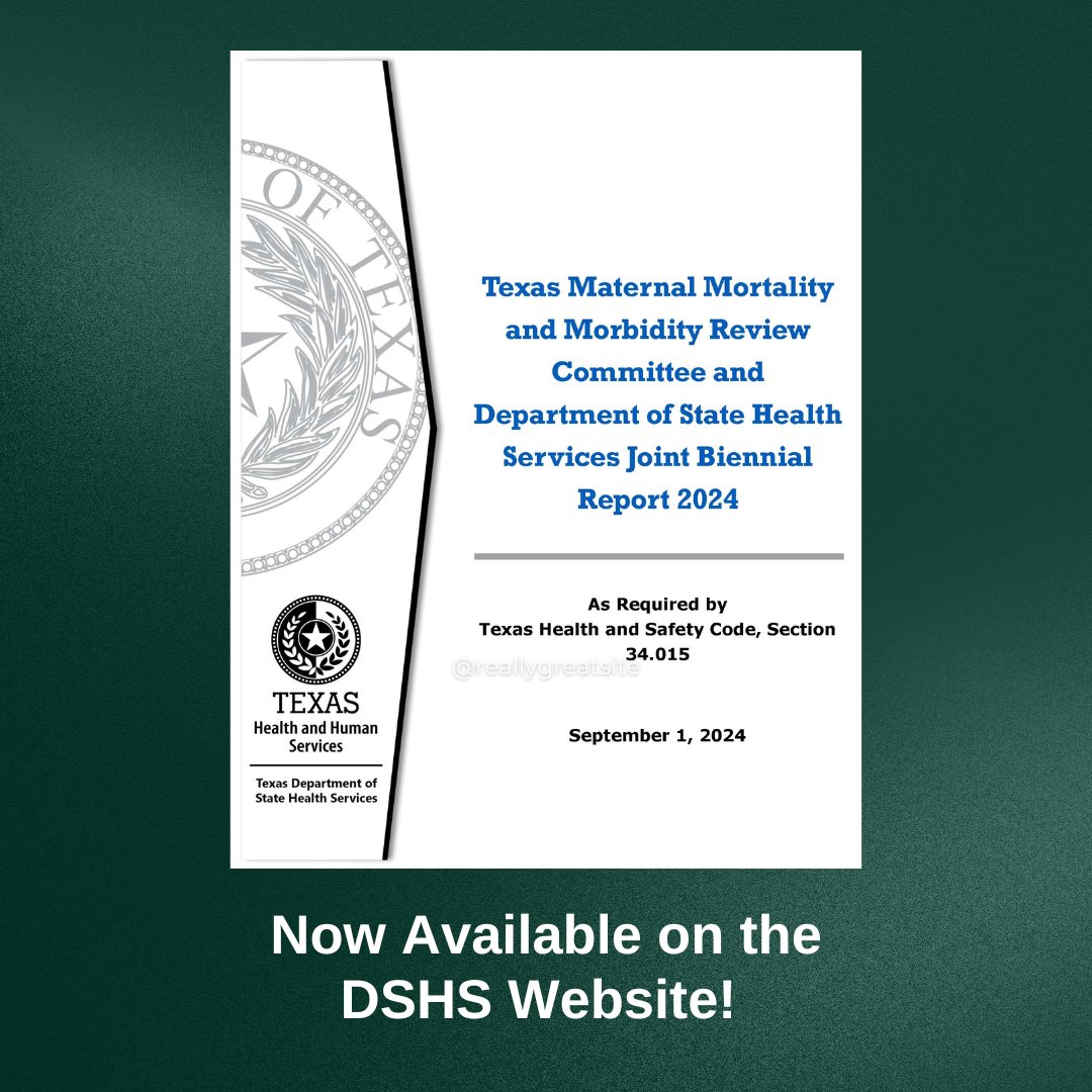 Have you heard?

The Maternal Mortality and Morbidity Review Committee 2024 report was recently made available by the Department of State Health Services here:

dshs.texas.gov/sites/default/…

Learn more about the latest findings at the next public MMMRC meeting on 9/27.