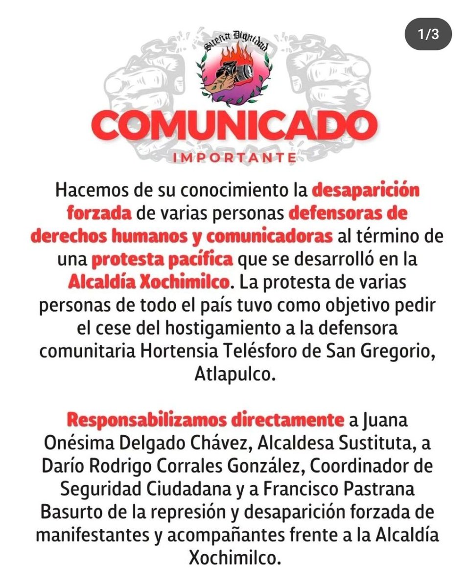 sikuaa's tweet photo. @GobCDMX @martibatres @ClaraBrugadaM Información que comparten desde El Terreno del Tío Chayote y Sueña Dignidad en IG. Sigamos compartiendo y presionando. https://t.co/BFGEJfiXL3