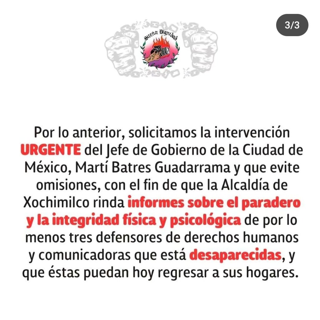sikuaa's tweet photo. @GobCDMX @martibatres @ClaraBrugadaM Información que comparten desde El Terreno del Tío Chayote y Sueña Dignidad en IG. Sigamos compartiendo y presionando. https://t.co/BFGEJfiXL3