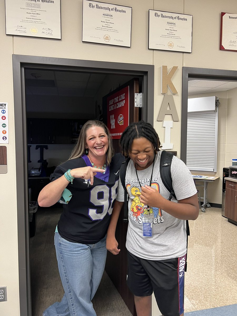 I was honored to wear this young man’s jersey, today. JP has the most amazing smile and infectious laugh. He is so much fun to have in the classroom! #wearefu1shear 💜😊🏈