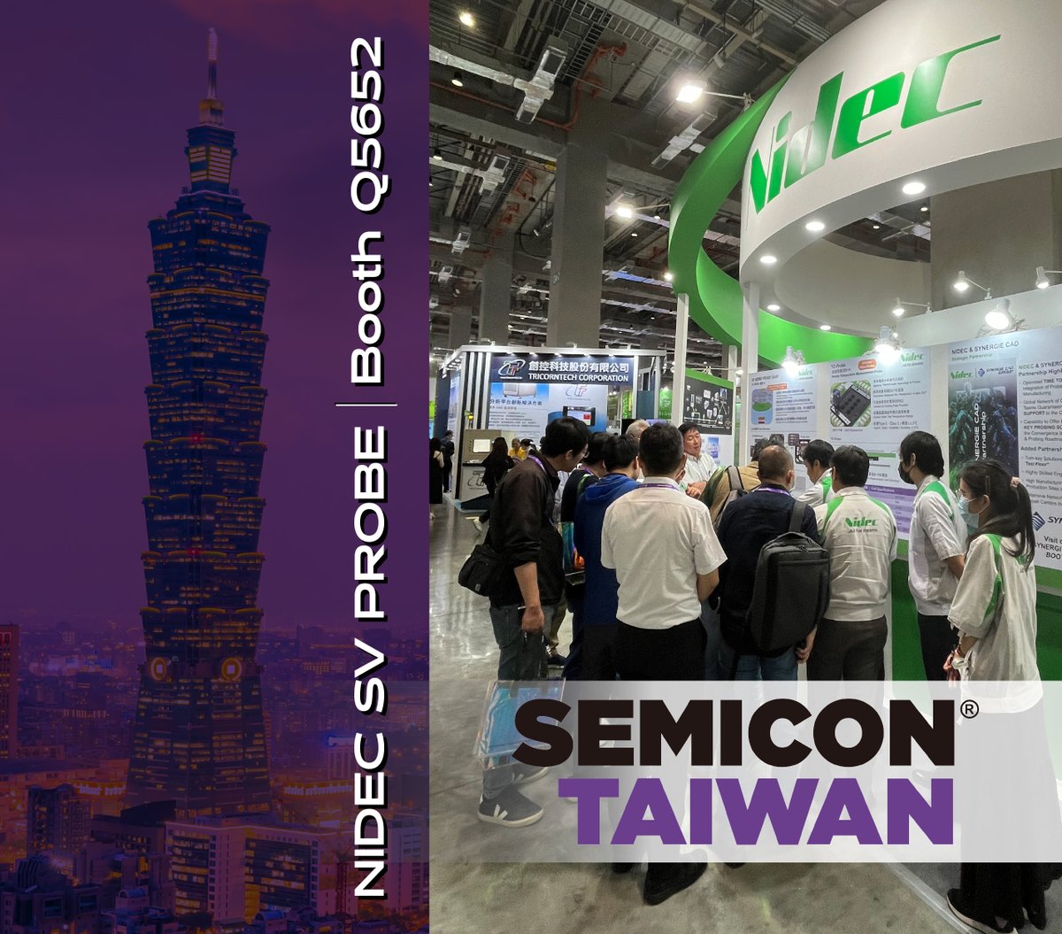 nidecsvprobe's tweet image. Friday is the last day to visit NIDEC SV PROBE at SEMICON Taiwan! If you have not been by the Nidec booth, Q5652, don’t forget to come see us! We would love to chat with you about our testing products &amp;amp; services!
#SEMICONTaiwan #probecards #semiconductortest #MEMS