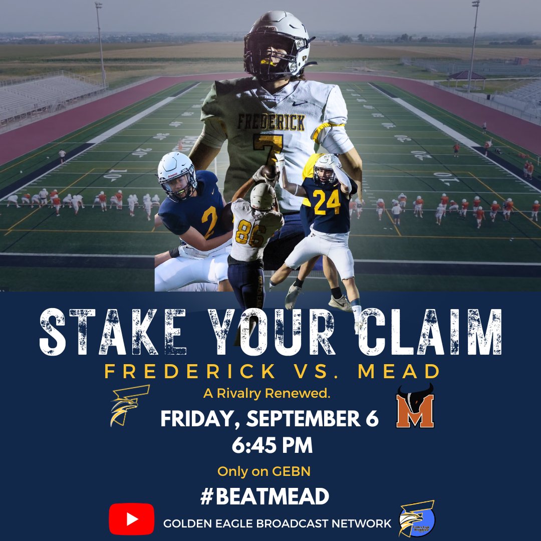 Golden Eagle Broadcast Network (@fhsgebn) on Twitter photo Hey <a href="/FHS_GolEagle_FB/">FHS Golden Eagle Football</a> ๐๐๐. Go out there tonight, have fun, make your legacy, stake your claim, and #BeatMead. We've got your back.
GEBN will be live with coverage of all the #StVrainStorm Rivalry Action rivalry tonight starting at 6:45. #copreps Hey <a href="/FHS_GolEagle_FB/">FHS Golden Eagle Football</a> ๐๐๐. Go out there tonight, have fun, make your legacy, stake your claim, and #BeatMead. We've got your back.
GEBN will be live with coverage of all the #StVrainStorm Rivalry Action rivalry tonight starting at 6:45. #copreps