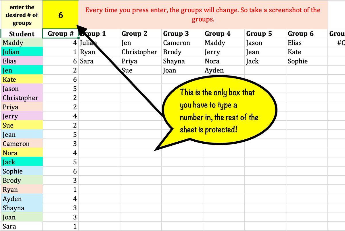 PriyaPatelMa's tweet image. When your love for #ThinkingClassrooms and #RandomSeating meets your love for #MSExcel. 
I created a file that saves my rosters and lets me truly random generate groups every time! 
Almost makes me want to give up my Marvel-themed seating cards... 😉 #EdTech #ExcelYourSeating