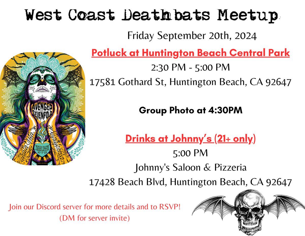 Join us for our next West Coast Deathbats meetup on Friday 9/20!