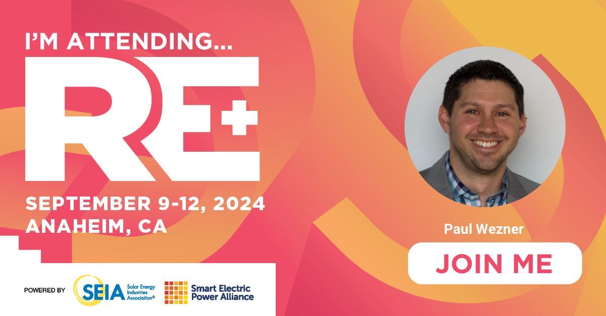 Drop a 🌍 in the comments if you're headed to #REPlus24 next week!

Thanks to <a href="/SEPAPower/">Smart Electric Power Alliance (SEPA)</a> and <a href="/SEIA/">Solar and Storage Industry</a> for creating a platform that fosters growth, innovation, and education year-round. 

Let’s connect at RE+! 

<a href="/REPlusEvents/">RE+ Events</a>
@paulwezner

#Powerley #CleanEnergy #RenewingWhatsPossible