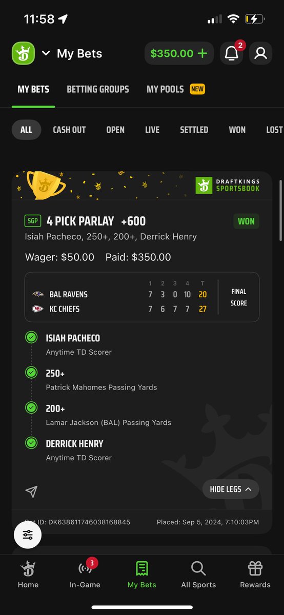 CFBwizardd's tweet photo. Rarely dabble with the NFL but had to play the first game of the season ✅💰
Hopefully this carries over to Saturday https://t.co/dRUsa1A0Cq