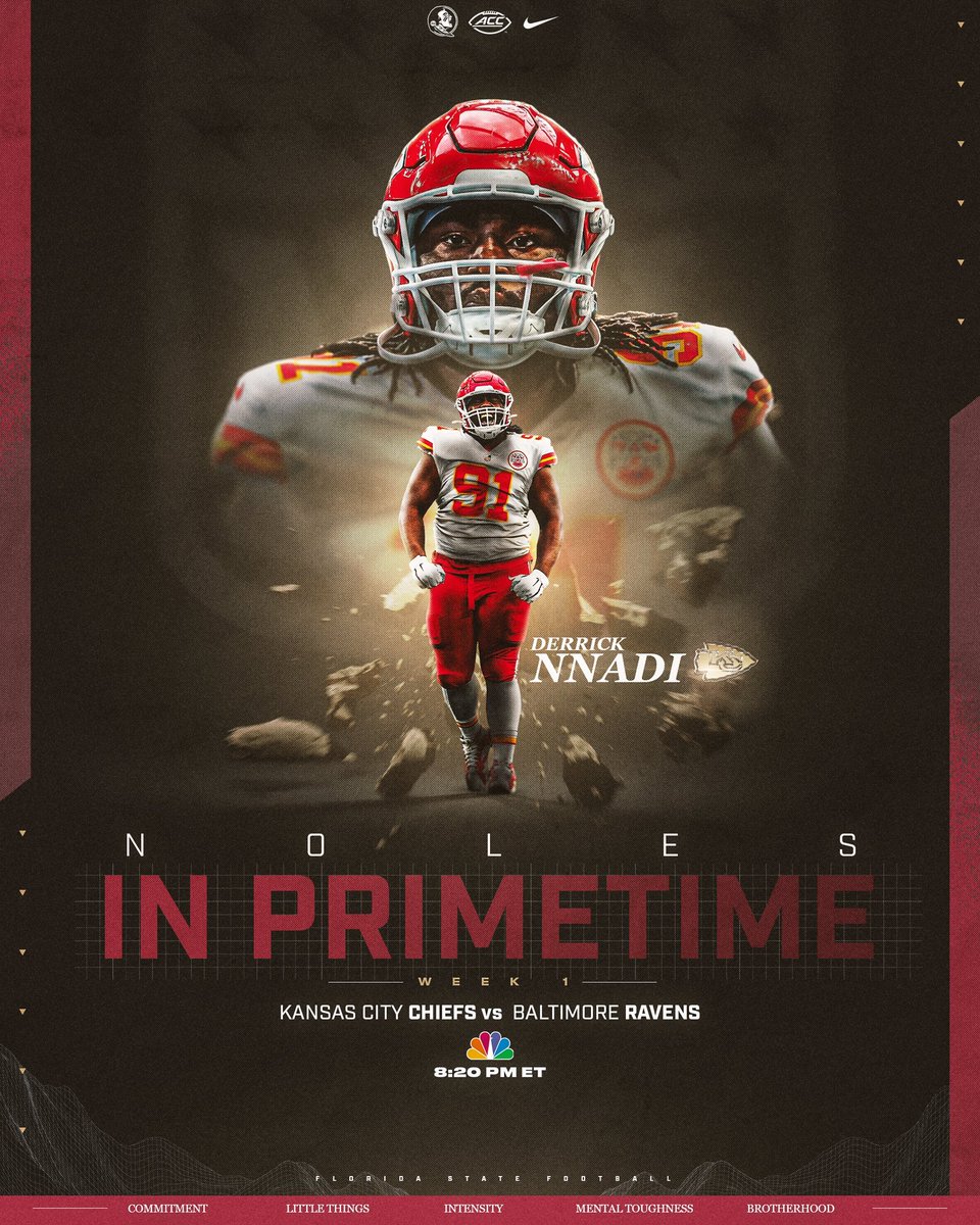 FSU Football (@fsufootball) on Twitter photo #NFLNoles in Primetime!
<a href="/DerrickNnadi/">Derrick Nnadi 🇳🇬</a> and the Chiefs open the NFL season tonight on NBC
#NoleFamily #NFLNoles in Primetime!
<a href="/DerrickNnadi/">Derrick Nnadi 🇳🇬</a> and the Chiefs open the NFL season tonight on NBC
#NoleFamily