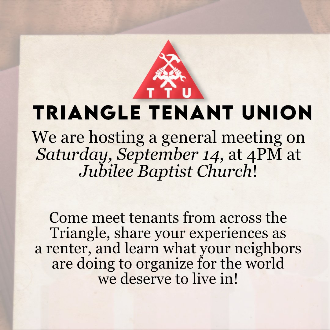 Our next general meeting is in ONE WEEK! Can you come out and help us build a tenant-powered future?