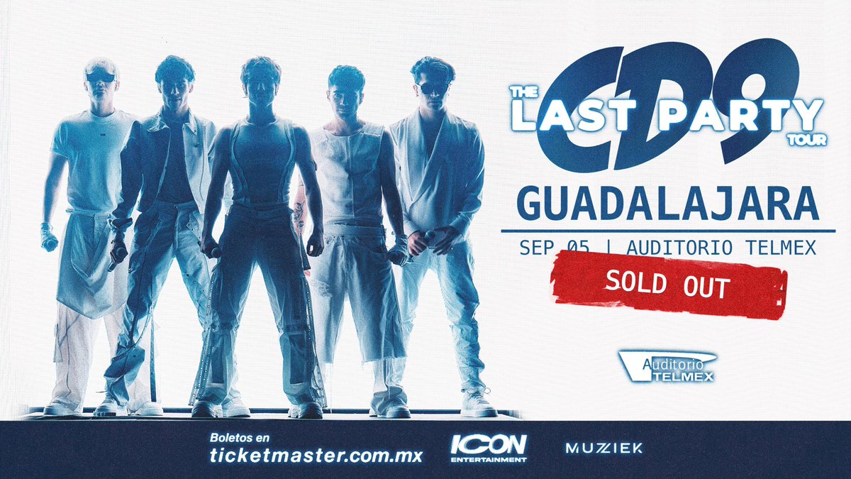 CD9's tweet image. ¡GUADALAJARA! ¡LO HICIERON DE NUEVO! 
𝗧𝗛𝗘 𝗟𝗔𝗦𝗧 𝗣𝗔𝗥𝗧𝗬 ES SOLD OUT! ¡GRACIAS! ¡NOS VEMOS EN UNAS HORAS!