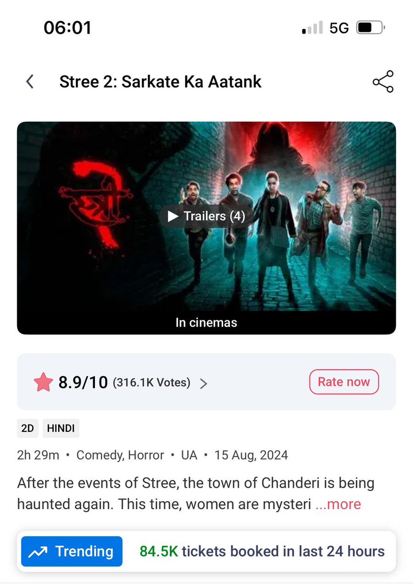 breakdmyth's tweet photo. Tkts Booked on BMS - 05.09.24(Thu)
#Stree2:85K(D22)
#KhelKhelMein:7K(D22)
#RHTD:7K(R)
#ThalapathyIsTheGoat:30K(D1)
#TheGreatestOfAllTime: 550K(D1)
#SaripodhaaSanivaaram:24K(D8) https://t.co/FGjUFJQXGe