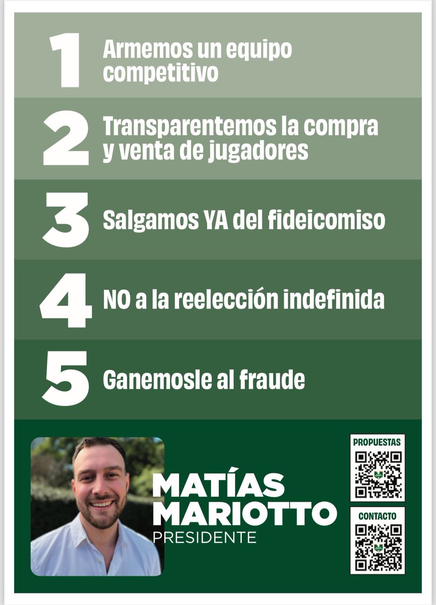 El último partido estuvimos charlando con hinchas y socios. Entregamos este material y recibimos muchos mensajes de apoyo, consultas y sugerencias. El compromiso y las ganas de todos nos entusiasma.

El 5/10 empezamos a cambiar esta actualidad: votá #MatíasMariottoPresidente 🇳🇬