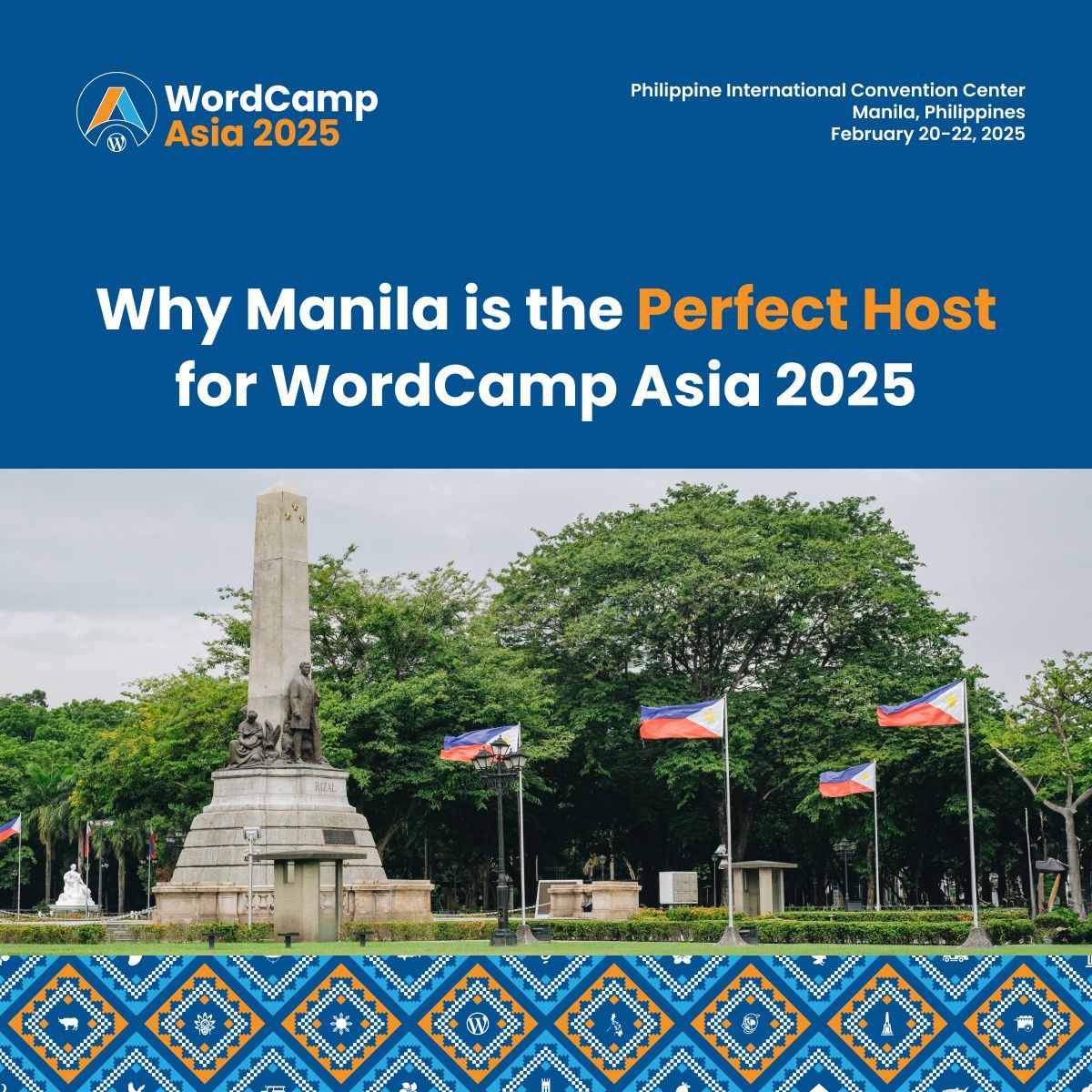 WordCampAsia's tweet photo. π Curious about why Manila is the top choice for #WordCampAsia 2025? π΅π
β¨ From its rich culture to tech innovation, this blog post highlight.
https://t.co/iCrMdQDLzz
#WCAsia #WordPress #Manila2025 #ExcitingRead https://t.co/gjsju7xR6o